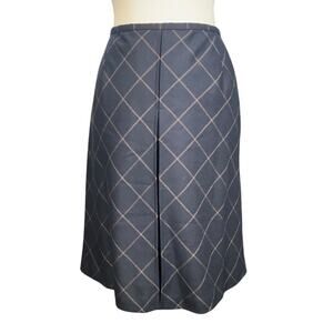 Talbots Petites Wool A-Line Skirt Plaid Diamond Pattern Gray Size 12P Old Money